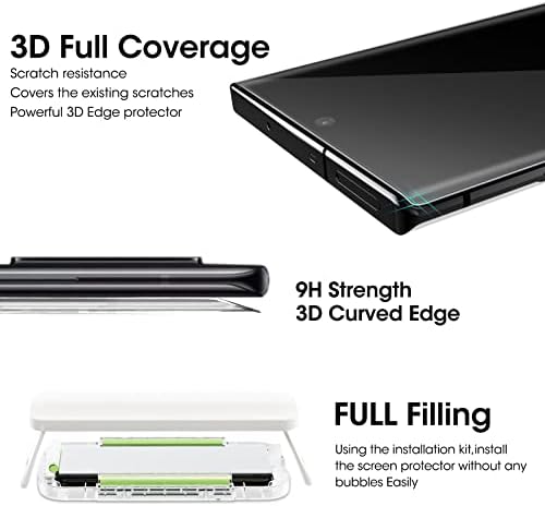 3 paket Ultra stakleni zaštitnik ekrana za Samsung Galaxy S23 Ultra 3D kaljeno staklo sa zakrivljenim rubovima ultrazvučno otključavanje otiskom prsta,zaštita od ogrebotina & zaštita od udara, Full HD Clear & amp; štit za zaštitu od glatkog dodira