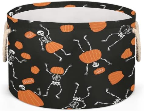 Halloween Lobanja bundeva velike okrugle korpe za odlaganje korpi za veš sa ručkama pokrivač korpa za odlaganje za police u kupatilu