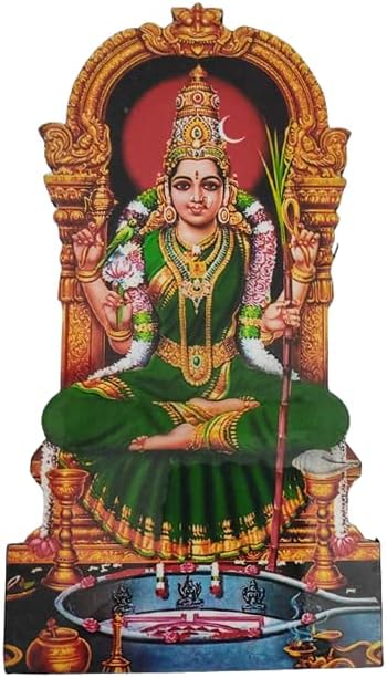 Vils boginja Shri Kanchi Kamakshi Divine Holy Blessing Wood & Plastična statua/okvir za fotografije sa postoljem za Pooja / poklon-zelena