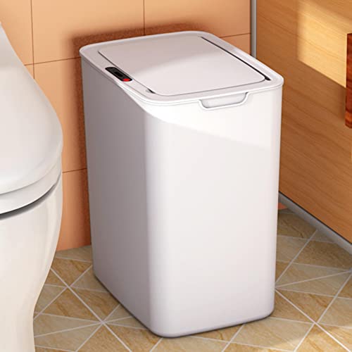 Gazechimp Trash može inteligentni smeće bin 14l kapacitet dodira besplatno uski otpadni kantu za otpad kantu za smeće za smeće za kupatilo, bijeli neravni rublje