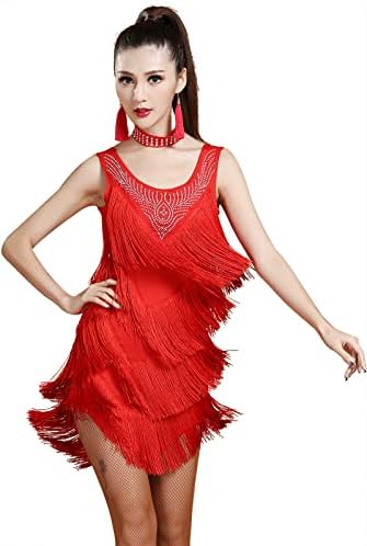 ZX ženska V natrag Rhinestone Deco Fringe Dance Party Hares Latinska haljina sa krevetom
