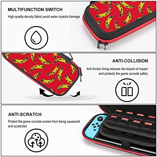 Žuta banana Crvena pozadinska torbica za skladištenje za Switch Game Console i dodatnu opremu ,putna torba za nošenje torba za igru