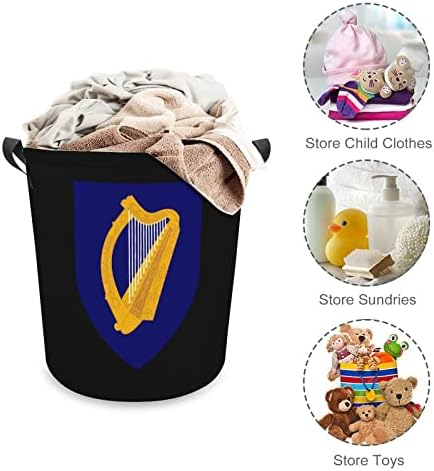 Grb Irske korpa za pranje veša sa ručkama okrugla sklopiva korpa za odlaganje veša za spavaću sobu kupatilo