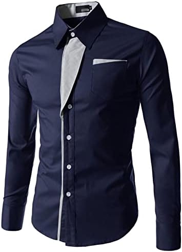 Muška majica slim Fit haljina pamučna kontrast Business gumb dolje majica Ležerna radna majica s dugim rukavima sa džepom