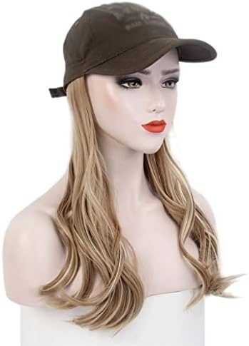 Nabavite modnu kapu i kapu za kosu jedna crna bejzbol kapa perika duga kovrdžava smeđa perika šešir jedan