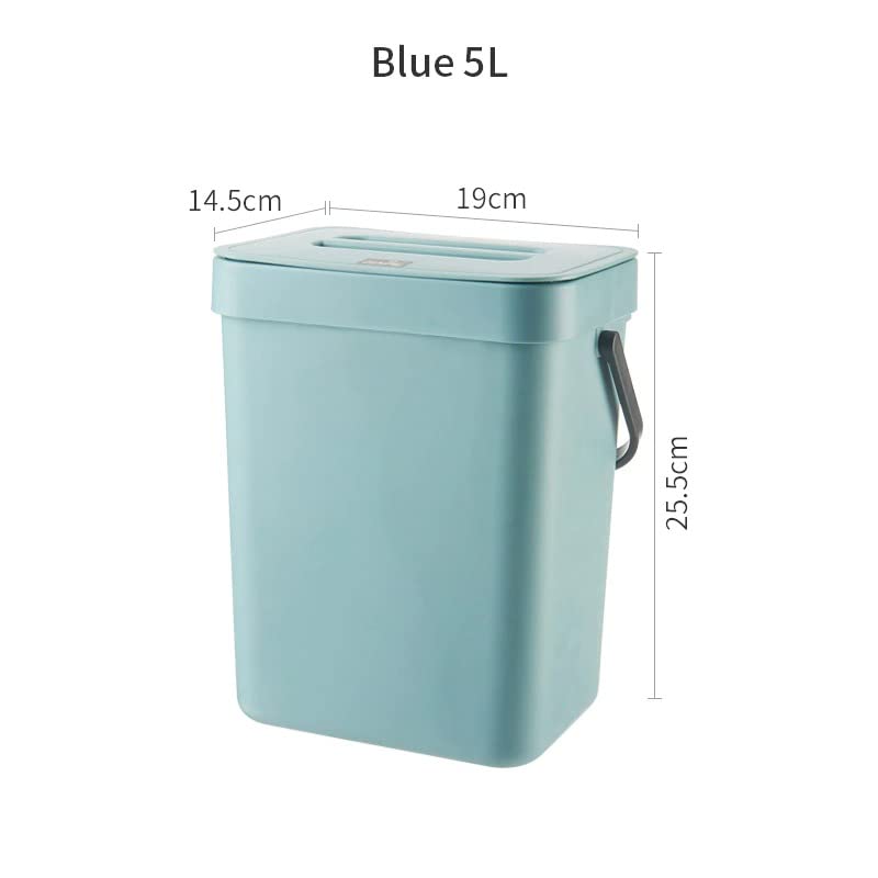 Kuhinjski plastični kan za smeće, 5L Viseće kantu za smeće za kuhinju zid montirana kupaonica kanta za kantu za otpad s WC-om s poklopcem,