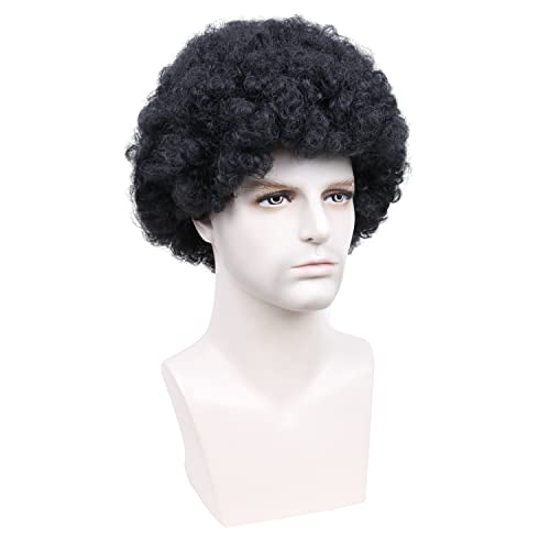 HairMujer kratke Afro perike 70-ih godina kovrčava perika Puff Sintetička perika za kosu za crne muškarce