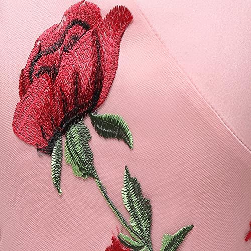 Ženska Vintage Rose vez Maturalna haljina V izrez polu-rukavi mrežaste haljine elegantna Svečana večernja haljina