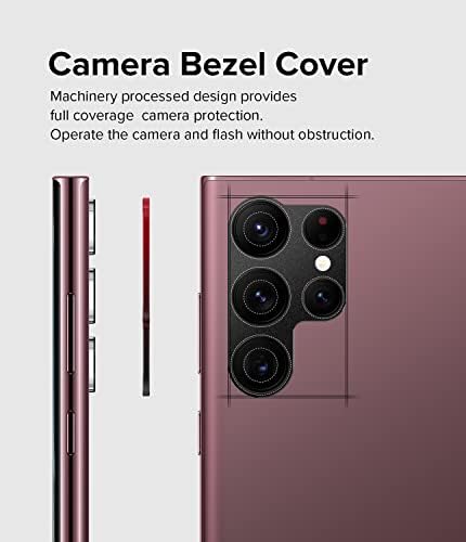 Stil Ringke kamere kompatibilan sa Samsung Galaxy S22 Ultra 5G zaštitom sočiva kamere, aluminijskim okvirom čvrstim zaštitnim ljepljivim poklopcem-Crna