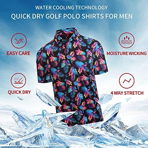 SAMERM Muška Golf košulja kratki rukav Print Performance Moisture Wicking Dry Fit Polo majice za muškarce