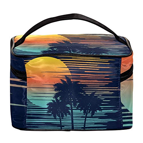 Nehomer kozmetička torba zalazak sunca ljetni odmor s tropskim stablom za šminku za šminku Handialy Toaletni organizator