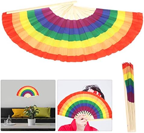 Sklopivi ventilator, šareni rainbow Pride kung fu ventilatorskih bambusa prirodne boje preklopi ručne ventilatore sa spremištem prijenosni