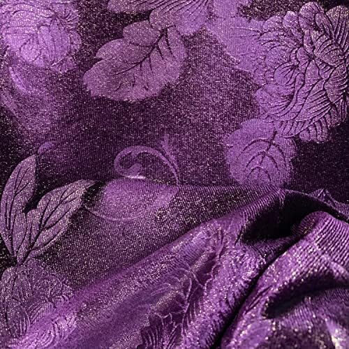 Anne patlidžan reljefna cvjetna poliesterska rastezljiva baršunasta tkanina za mašne, glave, gornji čvor, gumice, odjeću, kostime,