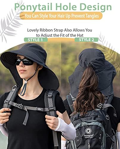 Sunčani šešir za žensku kašiku s vratnim poklopcem pješački šešir, ribolov šešir s trakom za vjetar