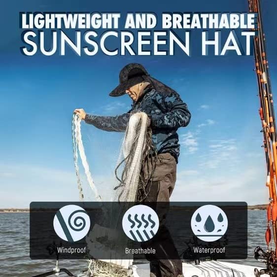 Vanjski šešir za sunčanje za muškarce sa 50+ UPF zaštita safari kapa širokim ribolovnim šeširom sa vratima za vrat, za tatu ...