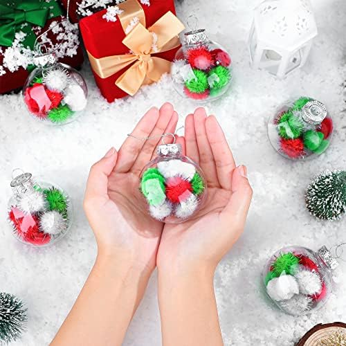 Božić Ball Ornamenti 2.36 inčni Clear plastike viseći ukrasi，ukrašena crveno zeleno bijelo stvari za božićno drvce ukras potrepštine za odmor