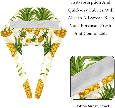 JAVENPROEQT tropsko voće i plam listovi Unisex radni šešir sa dugmetom（2kom） Podesiva vezica sa trakom za znoj jedne veličine