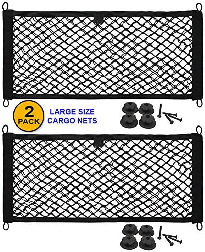[2 paket], Javoedge Veliki teret za prtljažnik, RV, čamce za skladištenje džepova mreža sa 8 kom vijaka za ugradnju i ugrađenim kukama