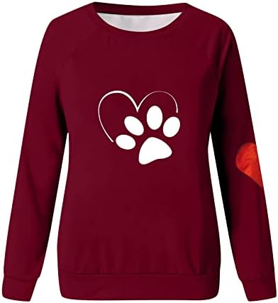 Sretan valentinov košulje okruglih vrata dugih rukava dukseri vole srce grafički pulover par majice vrhovi