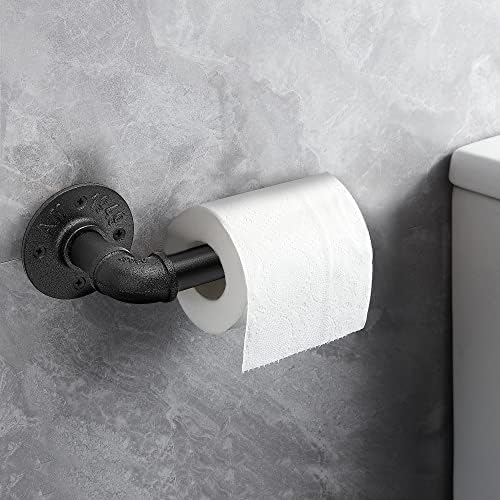 Industrijski držač toaletnog papira za cijevi-Home Expert Heavy Duty DIY rustikalni držač rolne papira zidni držač Crnog tkiva stalak za peškire za kupatilo, kuhinju, spavaću sobu , 1 pakovanje
