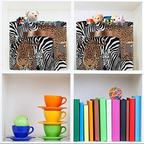 Košarica za skladištenje CUBE Afrički Leopard Zebra Uzorak Print Skladištenje Velike sklopive igračke za skladištenje kante za pranje