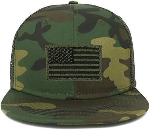 ArmyCrew Prevelika XXL maslina u Sjedinjenim Državama Zastava Patch Camouflage Flatbill Mesh Snapback Cap