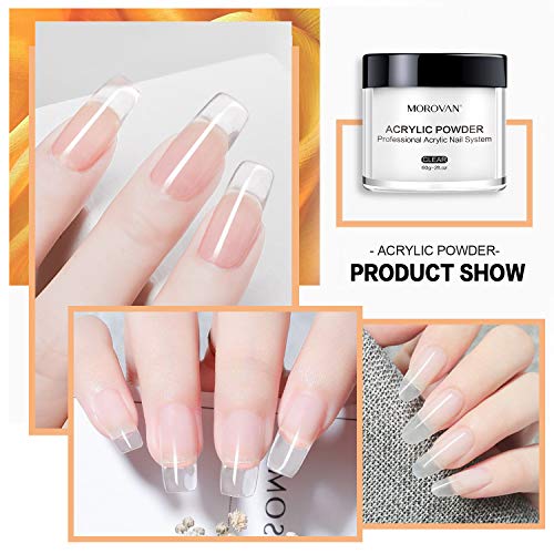 Morovan Clear Acrylic Powder 2oz Professional acrylic nail powder System za akrilne nokte Extension bez mirisa bez mjehurića nema