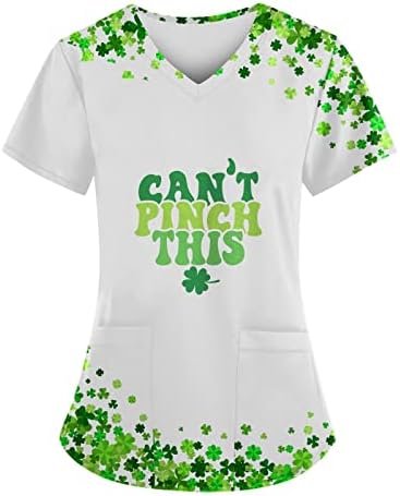 Dnevna majica St.Patrick za žene o izrez majice SHAMROCK kratki rukav Ties Clover Print Labavi bluza Thirs