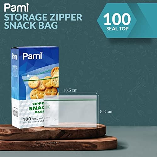 Pami Zipper Snack Bag [100 komada] - svježina-zaključajte male kese za odlaganje hrane sa - plastične kese sa patentnim zatvaračem za hranu, za perece, kolačiće, orašaste plodove, voće - torbe za užinu koje se mogu ponovo zatvoriti za školu & amp; posao