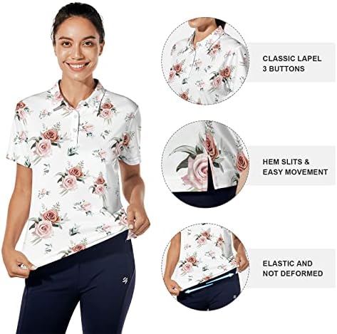 HISTPOTIM ženske polo majice za kratki rukav lagane tiskane golf majice Brzo suho vježbanje Golf polo majice