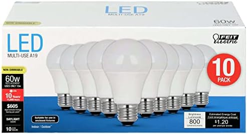 FEIT 9W LED Sijalice, 60W ekvivalentno, 800 lumena prirodno dnevno svjetlo 5000K, 10 pakovanje