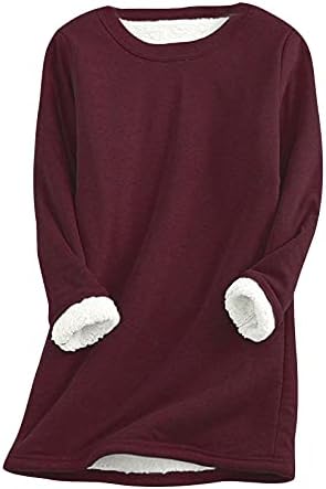 GDJGTA ženska dukserica od debelog flisa Crewneck zimski podstavljeni baršun topli donji veš vrhovi tunike majice Plus veličina S-5XL