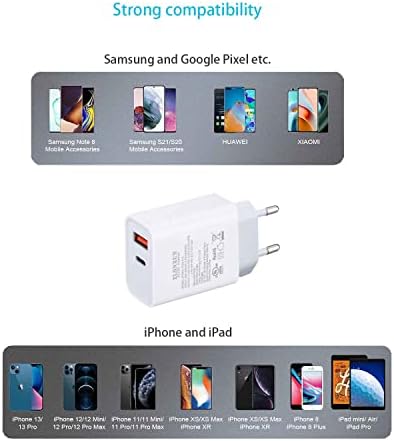 Evropski putni Adapter, 20w Dual Port EU zidni Punjač za iPhone, Samsung Galaxy, Google Pixel
