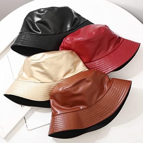 Unisex Retro Fashion PU kožna kašika šešir ribarskih šešira Reverzibilni čvrsti trendi šešir za muškarce žene ...
