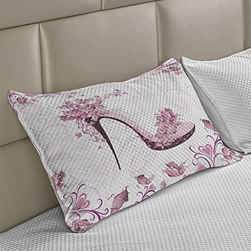 Lunadljiva ružičasta i bijela pletena jastuk, ukrasni leptiri i srca na ženskom uzoru za cipele s visokom petom, standardni poklopac