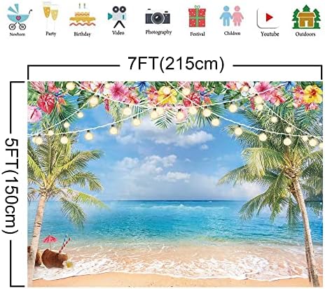 Haboke 7x5ft ljetna Havajska plaža okean fotografija pozadina Sky Seaside tropske palme Luau dekoracije havajske zabave Photoshoot pozadina photo banner zalihe