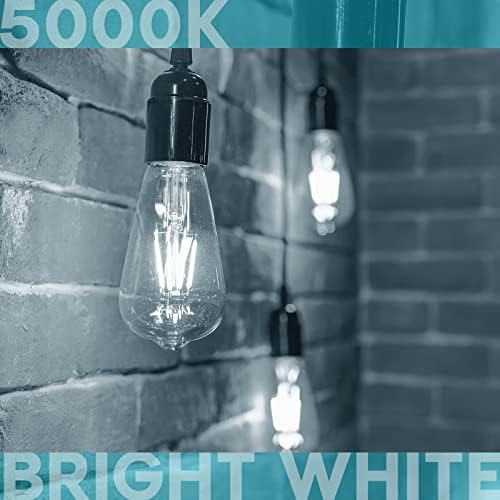 LUXRITE Vintage LED Edison sijalice 75W ekvivalentno, ST19 ST58, 5000k svijetlo Bijelo, 800 lumena, LED žarulja sa žarnom niti sa mogućnošću zatamnjivanja, 8W, staklo za suze, vlažno, UL navedeno, E26 Srednja baza