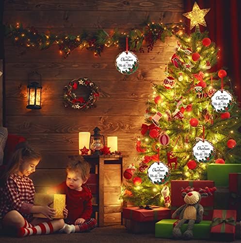 Naš prvi Božić kao Mr & amp; Gospođa Božić Ornament vjenčanje keramički Ornament prvi Božić oženjen Ornament 2021 mladenci pokloni za parove 3 inčni Božić stablo visi mladenci svadbeni tuš Par poklon