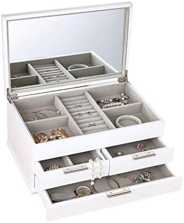 Kutije za nakit Kutije nakit drveni nakit ko škripan 3 sloja sa ogledalom Organizator nakita za organu na nakit ogrlicu Bijeli nakit