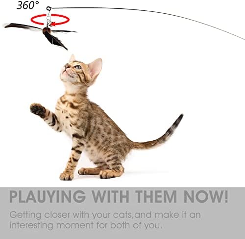 cobee igračke za štapiće za mačke, interaktivne igračke za mačke sa 2 punjenja perja, igračka za štapiće za pero za mačke sa zvonom, igračke za zamjenu mačjeg perja, igračka za kućne mačke za obuku mačića