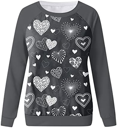 Jjhaevdy Žene Vole dukseri srca Ljubav srca Ispiši dukseri Grafički pulover Pulover vrhovi bluza