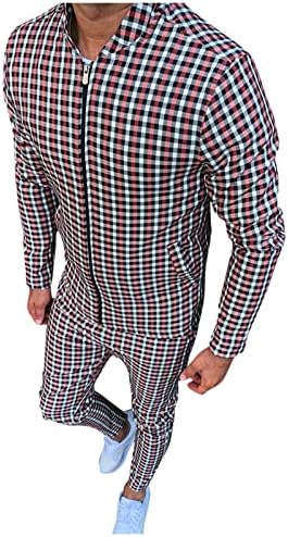 XXBR PLAID 2 komada setovi odjeće za muške, patentne jakne sa patentnim jaključama Radni poslovni casual slim fit odijeva duksere