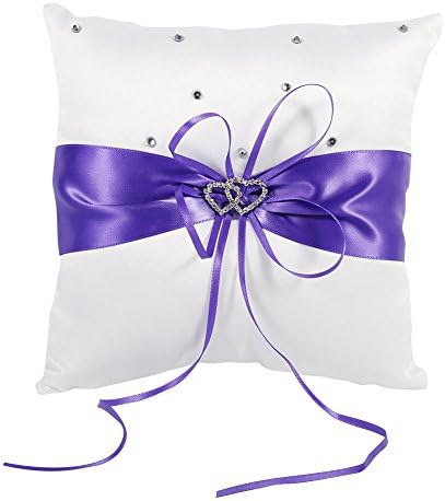 Gloglow vrpca ukrasni jastuk jastuk romantični jastuk sa bowknot dvostrukom srcem rhinestone, ceremonija vjenčani zabava Domaći dekor,