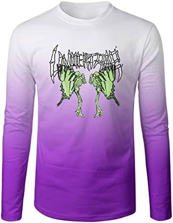 2022 Halloween Muški Halloween Horror Gradient Crew Crt majica Dugi rukav Top slatkih pada dugih rukava
