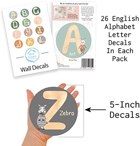 Abecedne zidne naljepnice za učionicu - 5-inčne dječje abecede slova za zid | ABC zidne naljepnice za dječje sobe | ABC zidni grafikon