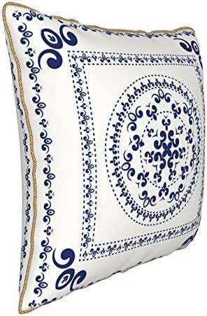 Myshe Pack od 2 baršunal jedinstveni kineski stil orijentalni kulturni plavi bijeli porculan cvjetni uzorak ukrasni kvadratni jastuk