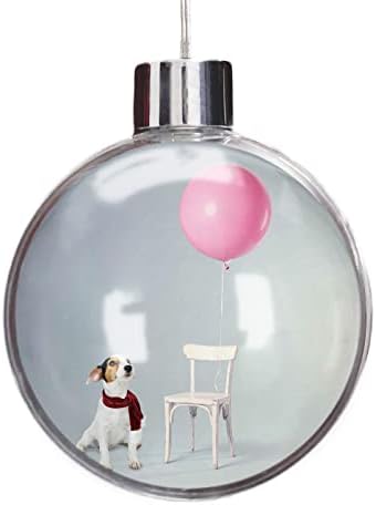 Božić Ball ukrasi, slatka štene sa crvenim šalom Božić kugle 90MM Clear Plastic Fillable, Bijela stolica balon Božić viseći Ornament