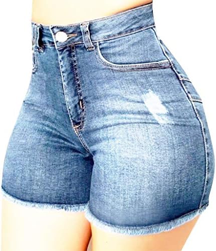 Hlače za žene traperice visoki struk Žene trčanje kratke hlače džepni fit skid kratke hlače traperice hotpant tanke traper hlače