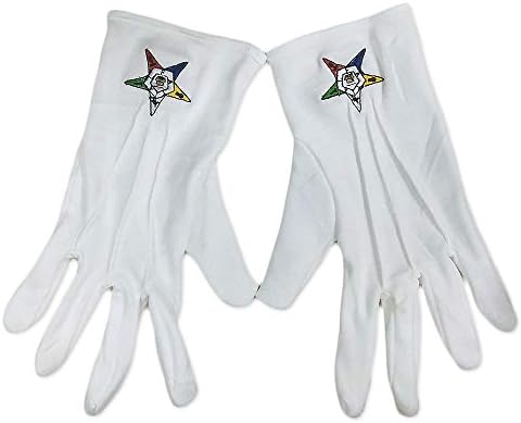Red Istočne zvijezde ručno vezene pamučne bijele masonske rukavice