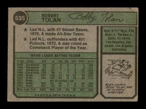 Bob Tolan AUTOGREGE 1974 kartice # 535 San Diego Padres SKU # 187765 - bejzbol ploče sa autogramiranim karticama
